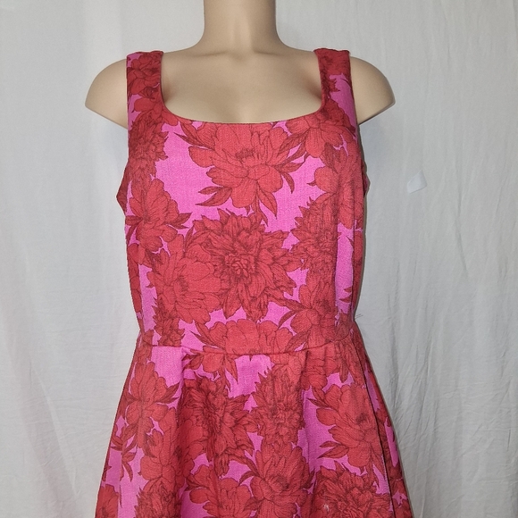 Nina Leonard Pink and Red Floral Mini Dress Retro High Low Bubble - Picture 14 of 16